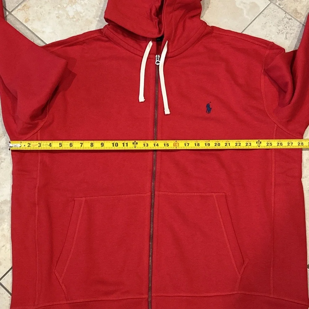 Polo Ralph Lauren Fleece Full-Zip Hoodie Mens 2XB Red Zip Up Comfortable Pony